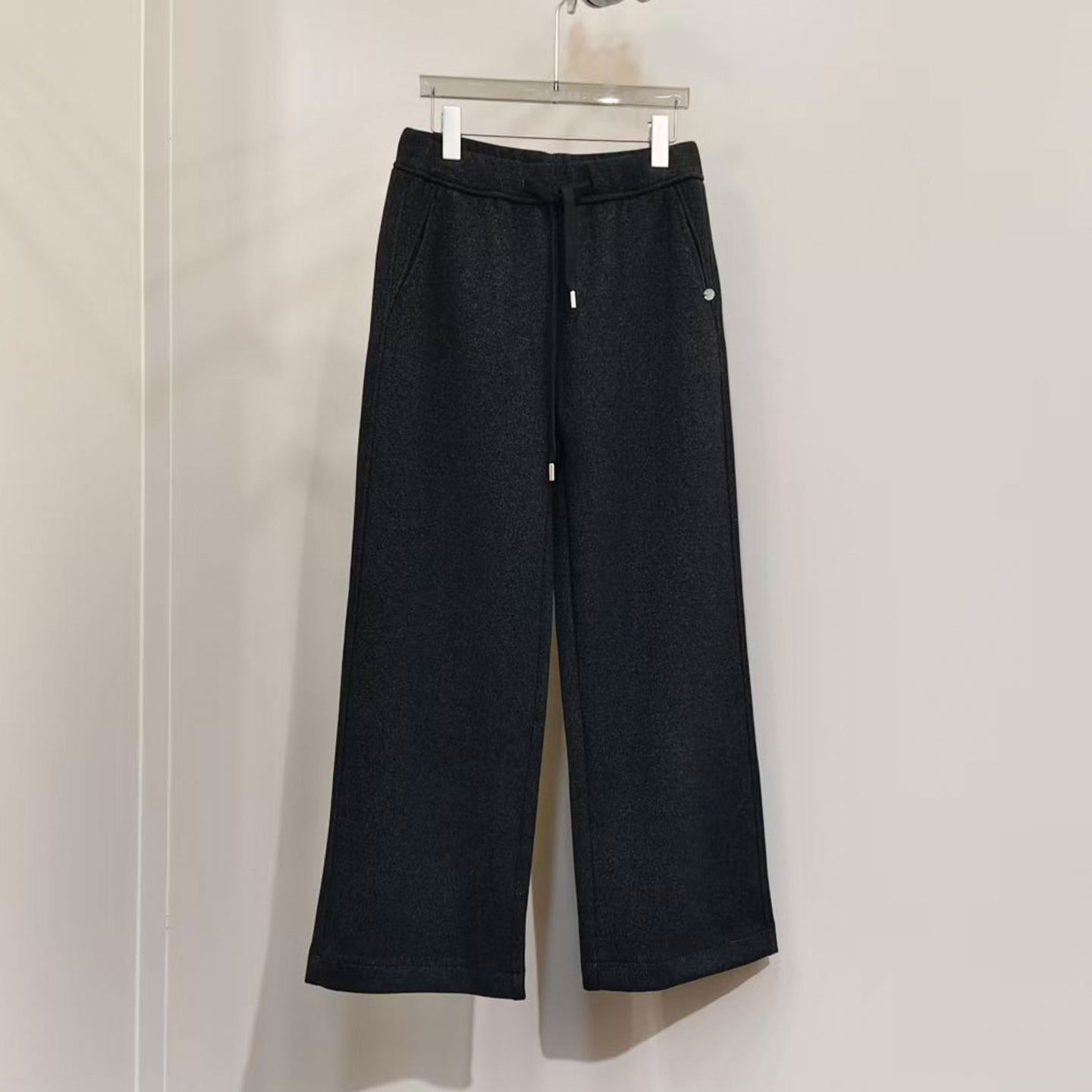 XIWA欧洲站新品HELMCH英伦风松紧高腰显瘦垂感卫裤休闲直筒裤子女