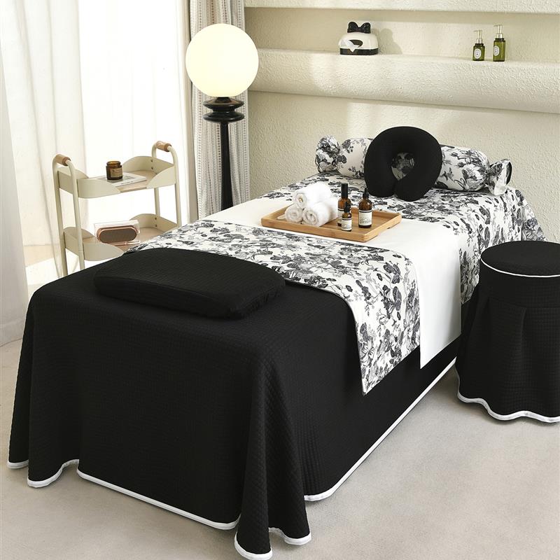 美容床罩四件套轻奢高级感美容院专用按摩床单四季通用高端头疗