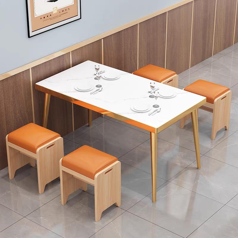 岩板餐桌椅组合商用实木长方形桌子饭店餐厅面馆火锅桌椅沙县小吃