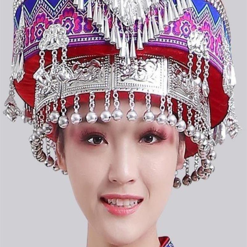 新款苗族头饰  帽子项圈 少数民族侗族壮族演出服配饰头戴苗银女