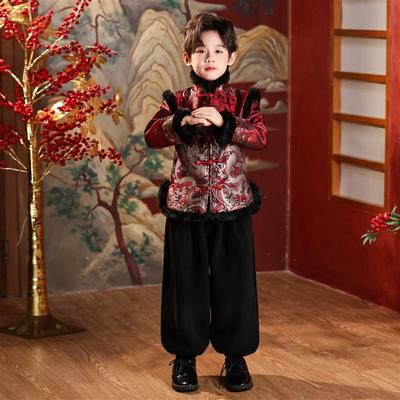男童汉服冬季加绒新款原创儿童中式拜年服中国风帅气高端宝宝唐装