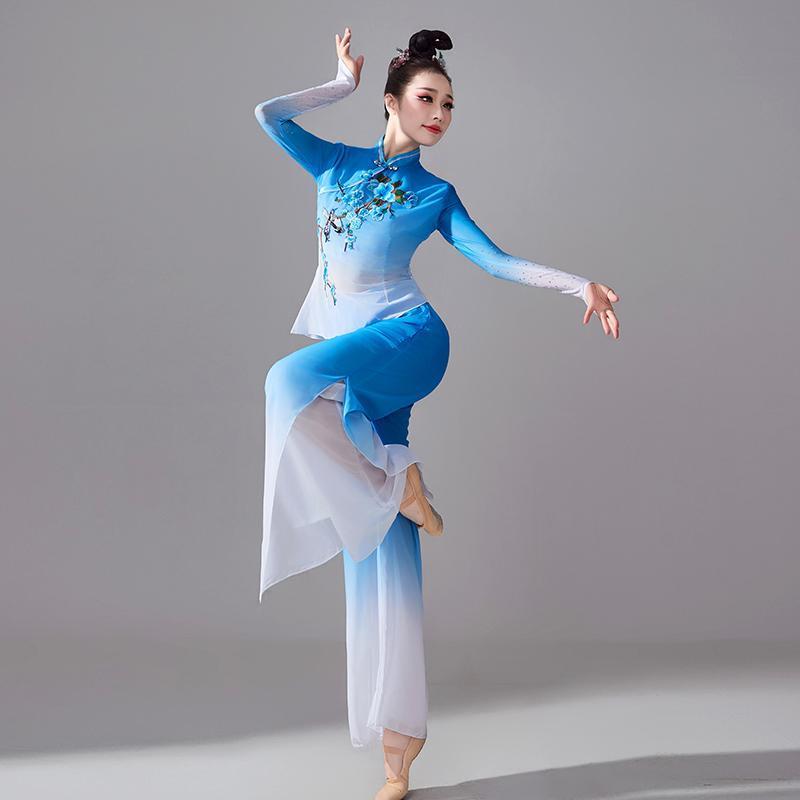 民族古典舞练功服套装女飘逸扇子舞国风演出服2024新款胶州秧歌服