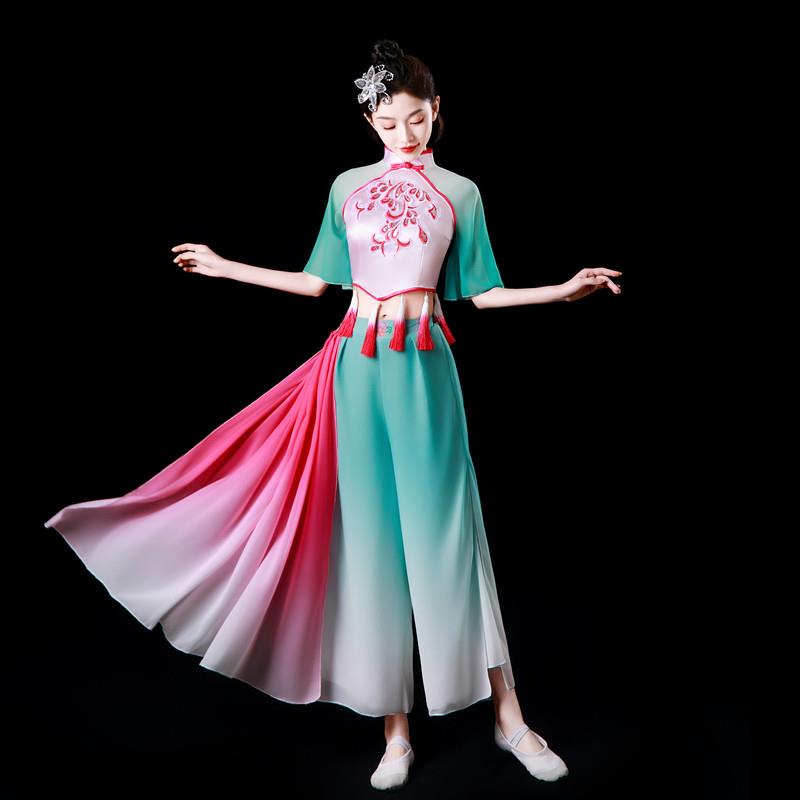 胶州秧歌服演出服女新款飘逸古典舞扇子舞广场舞表演服艺考服套装