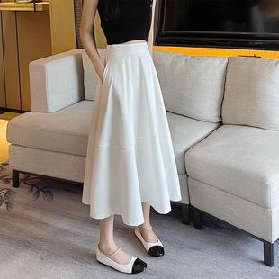 伞裙 白色半身裙女2025新款 夏季 薄款 a字裙高腰显瘦垂感雪纺中长款