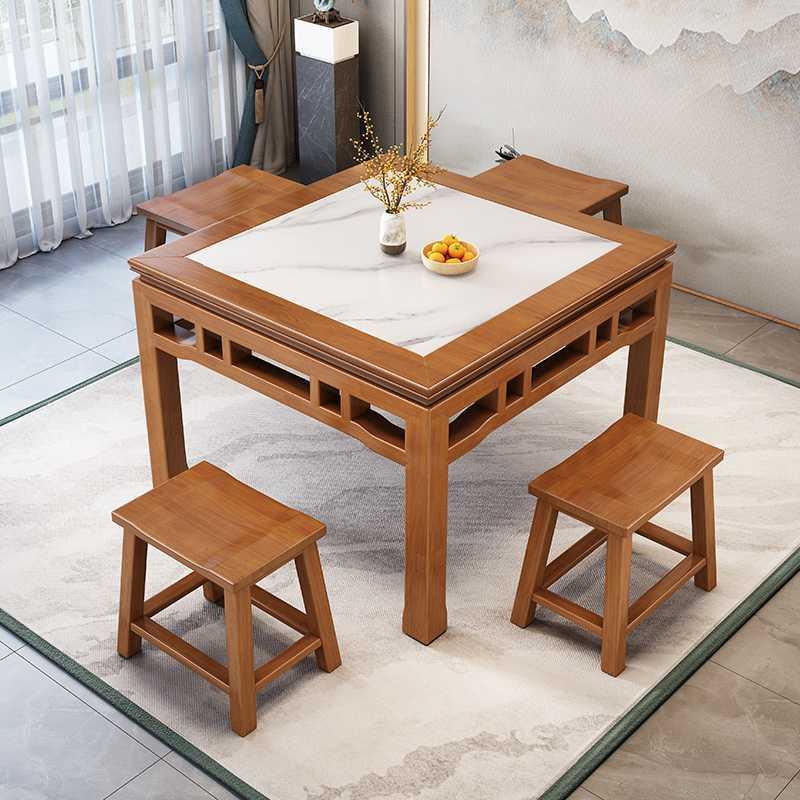 中式实木八仙桌老式仿古餐桌农村中堂正方形桌子家用饭店桌椅商用