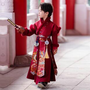 男童明制汉服套装秋冬加厚拜年服男孩宝宝古装过年唐装帅气国学服