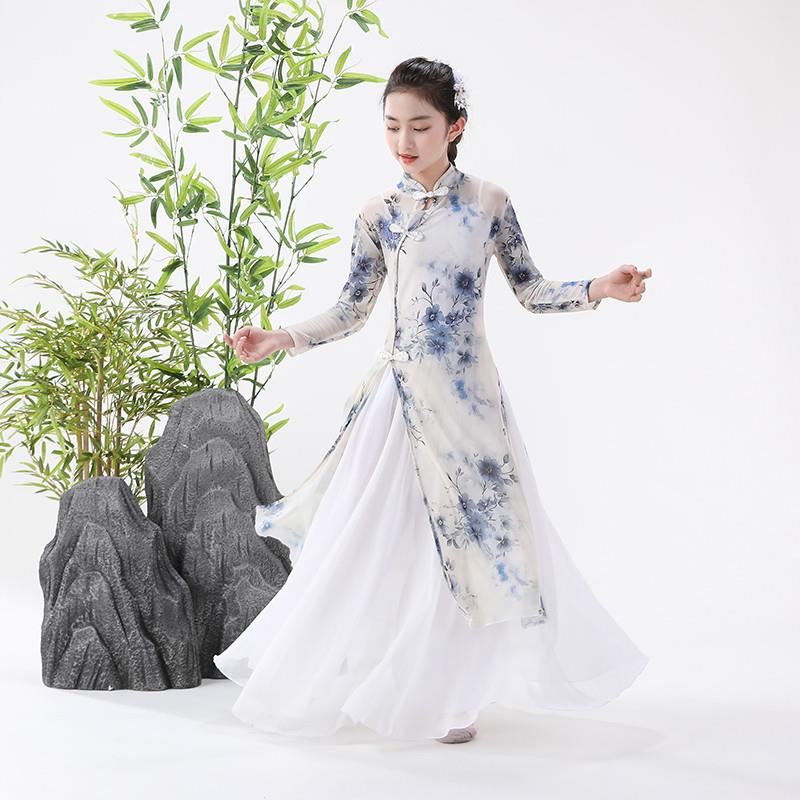 儿童古典舞服装女童汉服表演服古风飘逸练功服新款舞蹈池上演出服
