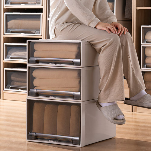 收纳箱家用衣服整理箱抽屉式衣柜收纳盒透明塑料储物箱衣物收纳柜