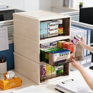 透明药箱药物收纳盒抽屉式家用医药箱大容量药品收纳柜多层家庭装