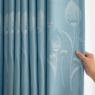 新款窗帘遮光提花农村自建房加高遮阳帘卧室客厅挂钩款成品窗帘布