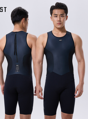 CRST男夏款铁人三项无袖短裤双箭头坐垫专业竞赛连体衣