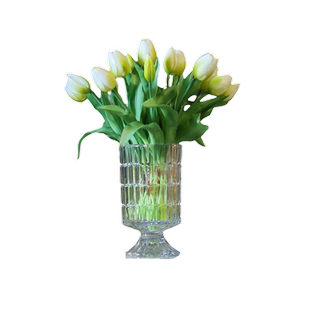 手感保湿郁金香仿真花高档pu假花手捧花束白色轻奢高端摆件装饰花