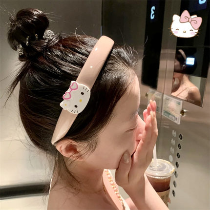 洗脸亮面发卡小红书同款hellokitty可爱发箍可爱学生kt猫头箍