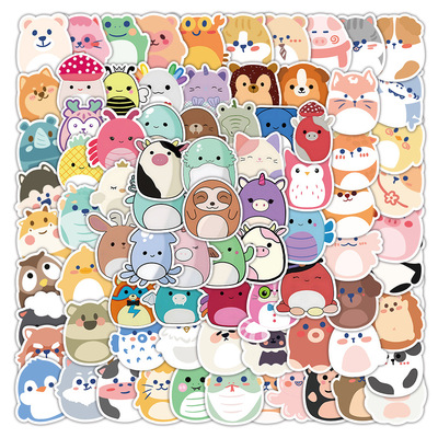 100张Squishmallow贴纸笔记本行李箱水杯个性装饰贴画防水车身贴