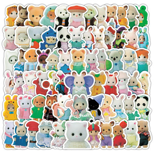 200张calico critters涂鸦贴纸装饰笔记本手机壳汽车贴画厂家