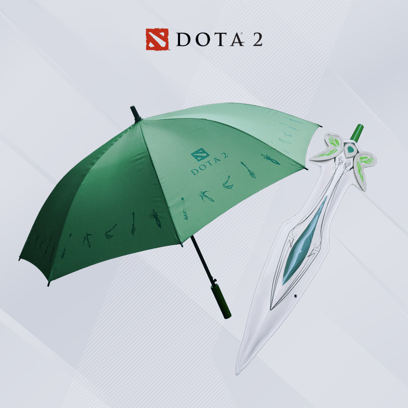 DOTA2 TI周边蝴蝶造型雨伞经典直柄自动伞刀塔长柄晴雨伞官方v社