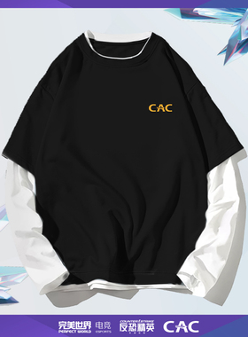 CS CAC电竞赛事长袖T恤黑色Timing侠秋冬男款舒适印花套头CSGO