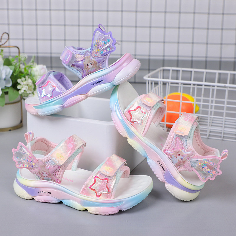 女童凉鞋卡通爱莎公主夏季新款儿童魔术贴彩虹软底露趾运动沙滩鞋,童鞋/婴儿鞋/亲子鞋,凉鞋,淘宝优惠券,粉丝福利购,淘宝优惠卷