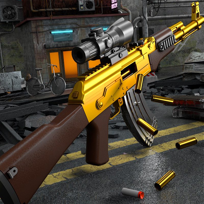 六一黄金akm抛壳软弹枪男孩玩具枪ak47突击步枪阿卡仿真冲锋模型a