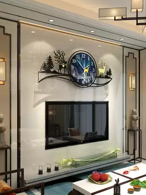 Nordic Net red clock wall clock living room home fashion atmosphere light luxury clock creative simple decoration deer head hanging watch