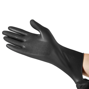 乳胶黑色专业美发烫染发手套加厚橡胶防水洗车理发店洗碗胶皮洗头