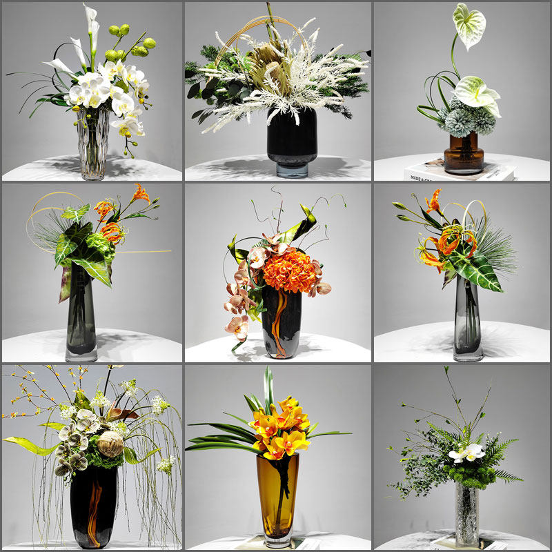 玻璃花瓶仿真花套装盆景高端样板房餐桌售楼处洽谈桌办公桌面摆件,家居饰品,仿真花/假花,淘宝优惠券,粉丝福利购,淘宝优惠卷