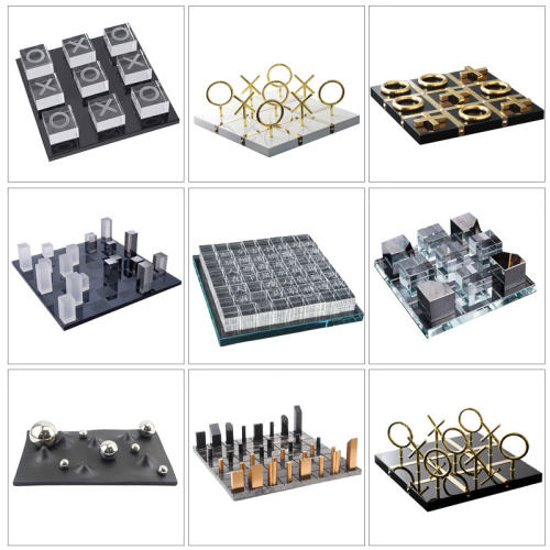 棋盘摆件水晶玻璃大理石现代简约