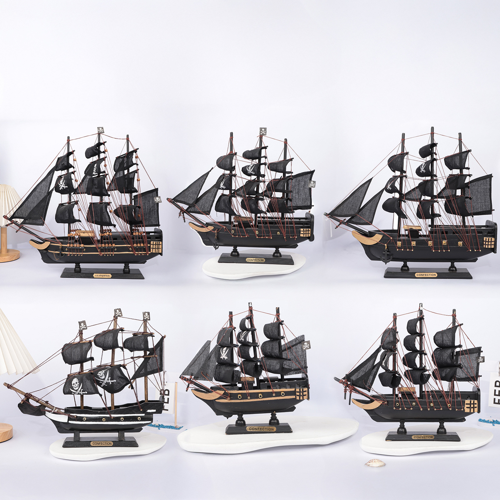 黑珍珠号加勒比海盗实木帆船摆件