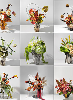 轻奢仿真花艺摆件酒店样板间售楼处洽谈桌假花餐桌高级感艺术摆花