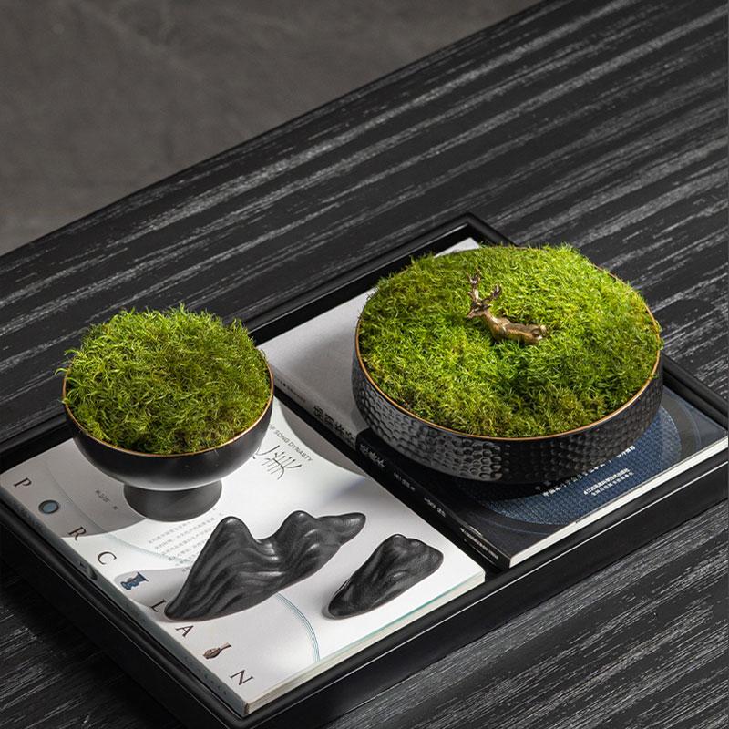 圆桌餐桌面茶室造景摆件日式