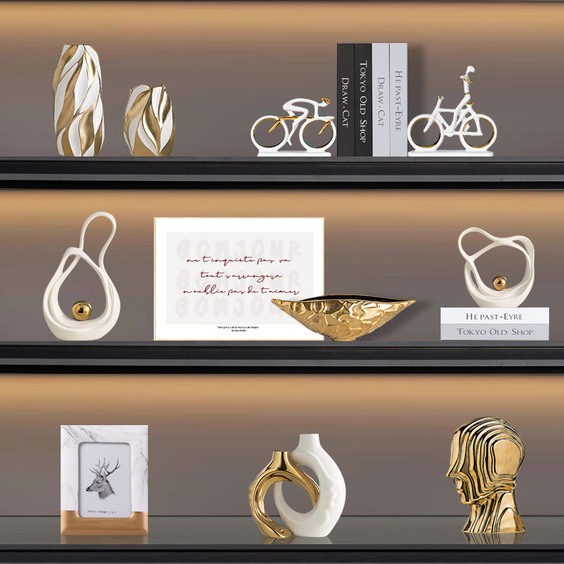 网红轻奢人物雕塑白金摆件装饰品