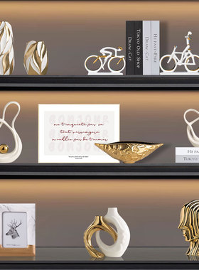 网红轻奢人物雕塑白金摆件装饰品