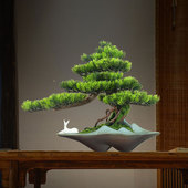 假松树崖柏绿植装 饰仿真室内盆栽仿生造景绿色迎客松盆景罗汉松