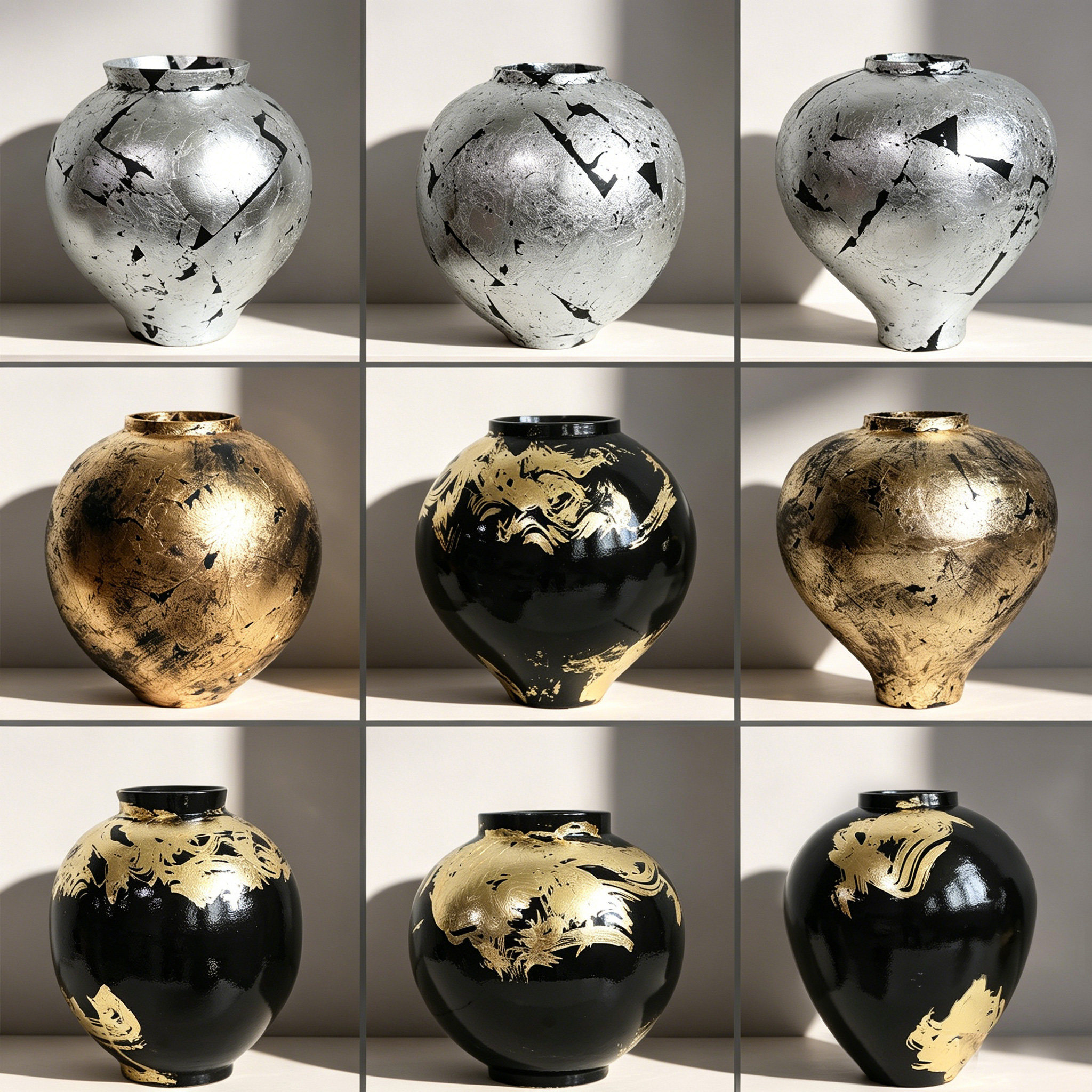 新中式黑金鎏金陶瓷花瓶陶罐图片