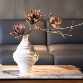 2023新款 禅意创意大肚窄口陶瓷大号花瓶摆件插花仿真花摆设 新中式