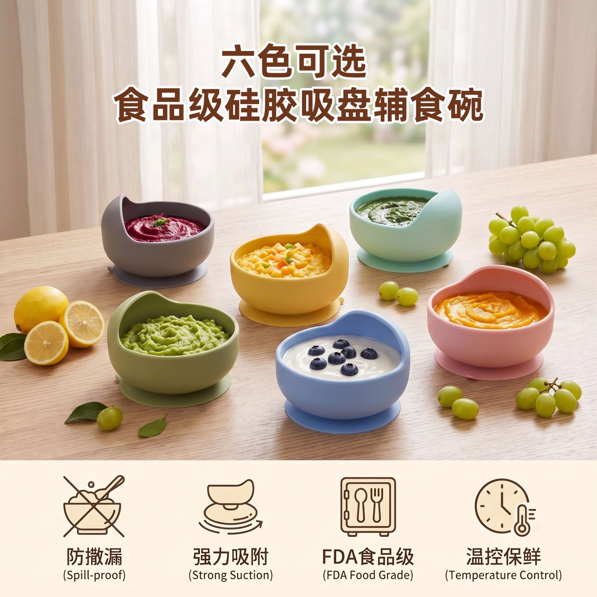 宝宝餐碗儿童硅胶辅食碗