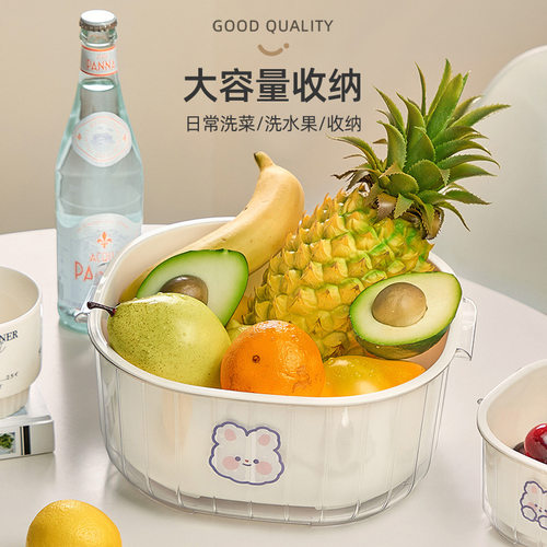 双层洗菜盆沥水篮厨房家用洗水果新款大号六件套淘菜滤水篮子