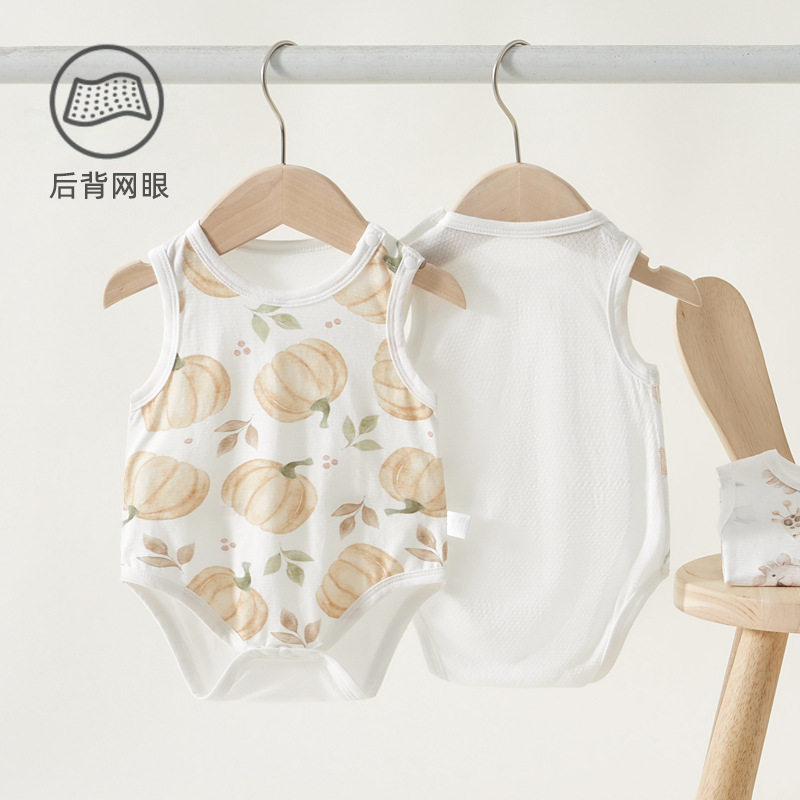 婴儿衣服包屁衣背心夏季薄款宝宝吊带纯棉睡衣新生儿连体三角哈衣