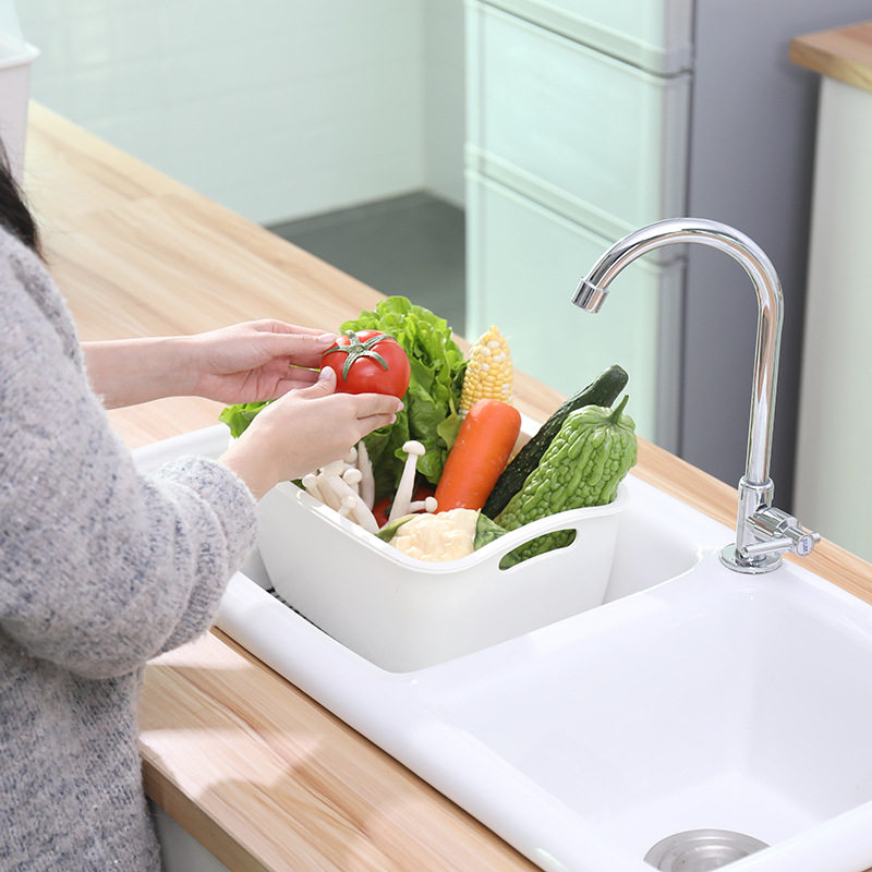 雅仕达果蔬收纳盒大容量冰箱食物保鲜盒厨房沥水篮塑料洗菜盆大号