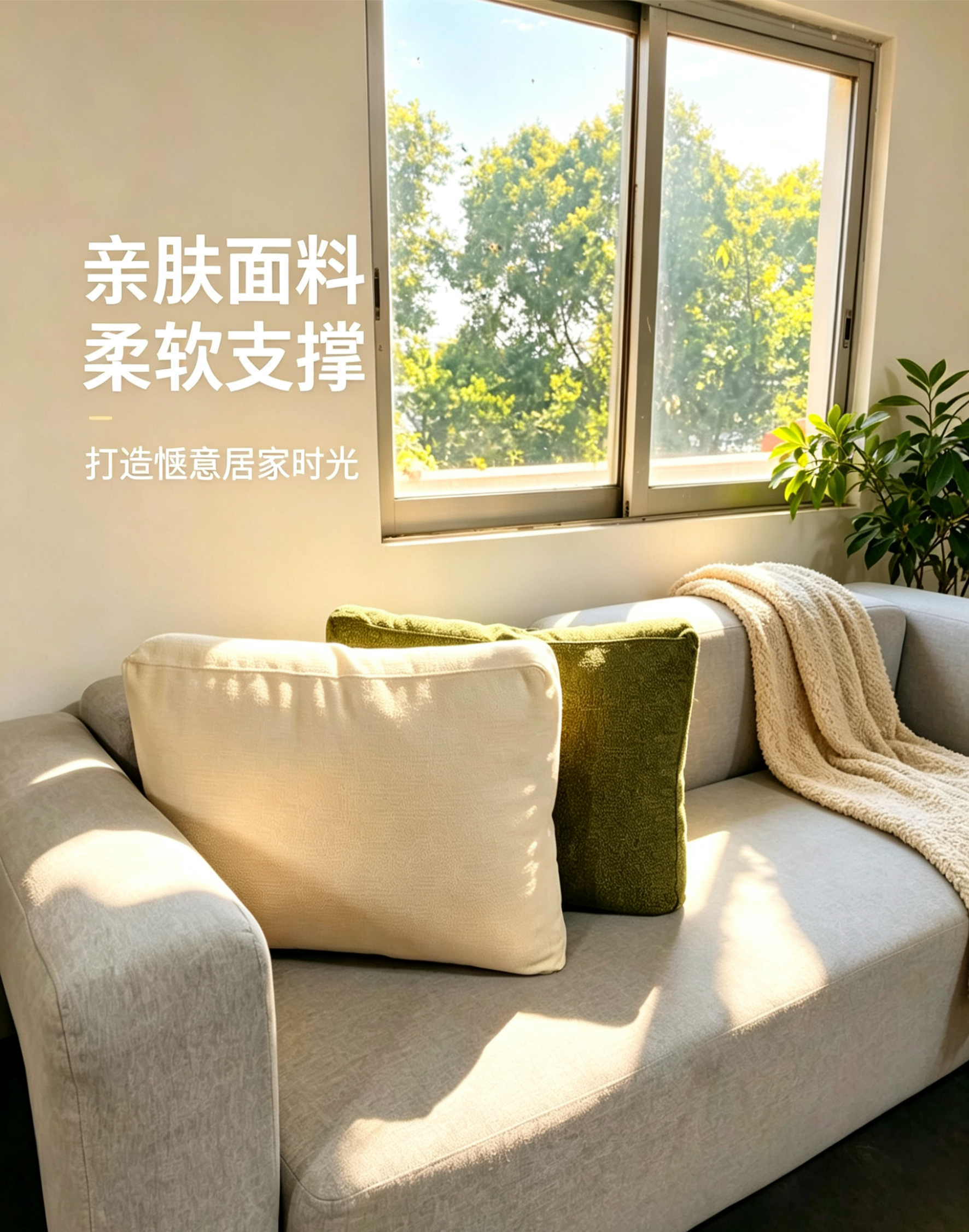雪尼尔方形靠垫沙发靠垫现代简约可定制米色家用沙发腰枕客厅靠枕