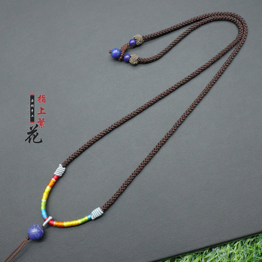 男女款手工编织项链吊坠挂绳挂脖挂件绳子金银珠宝调节青金石佛牌