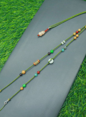 女士佛牌翡翠玉佩金银饰品手工编织项链挂绳子开口横穿双孔锦鲤锁