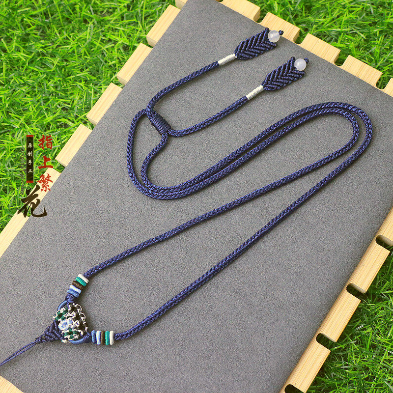 男女款diy配件高端手工金镶玉翡翠和田玉吊坠挂件绳子可调节青金