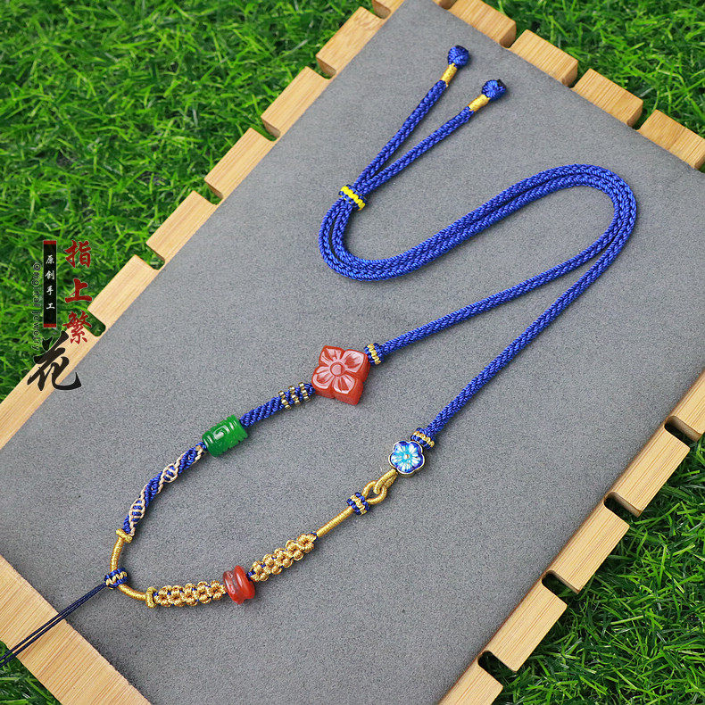 手工编织男女吊坠项链挂绳金镶玉佛观音平安扣佛牌唐卡绳子可调节