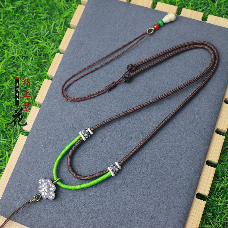 男女款高端手工金镶玉翡翠和田玉吊坠绳子佛牌唐卡挂件绳子可调节