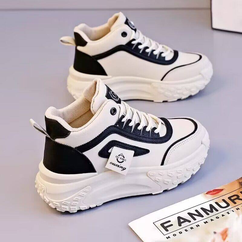 秋季女鞋小白鞋2025新款爆款厚底增高配阔腿裤鞋子百搭chic运动鞋