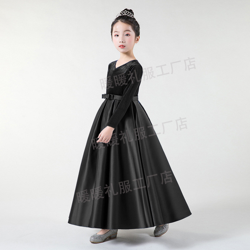 顺丰发女童晚礼服长款丝绒秋冬