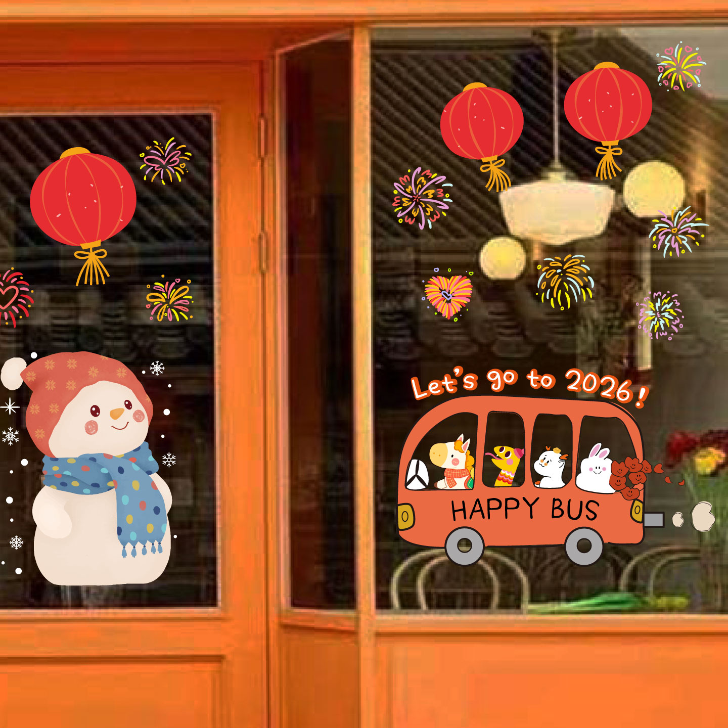 2026春节灯笼装饰窗花静电贴