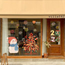 2026新年装 饰窗花马年春节雪人玻璃门静电贴纸店铺橱窗氛围布置贴