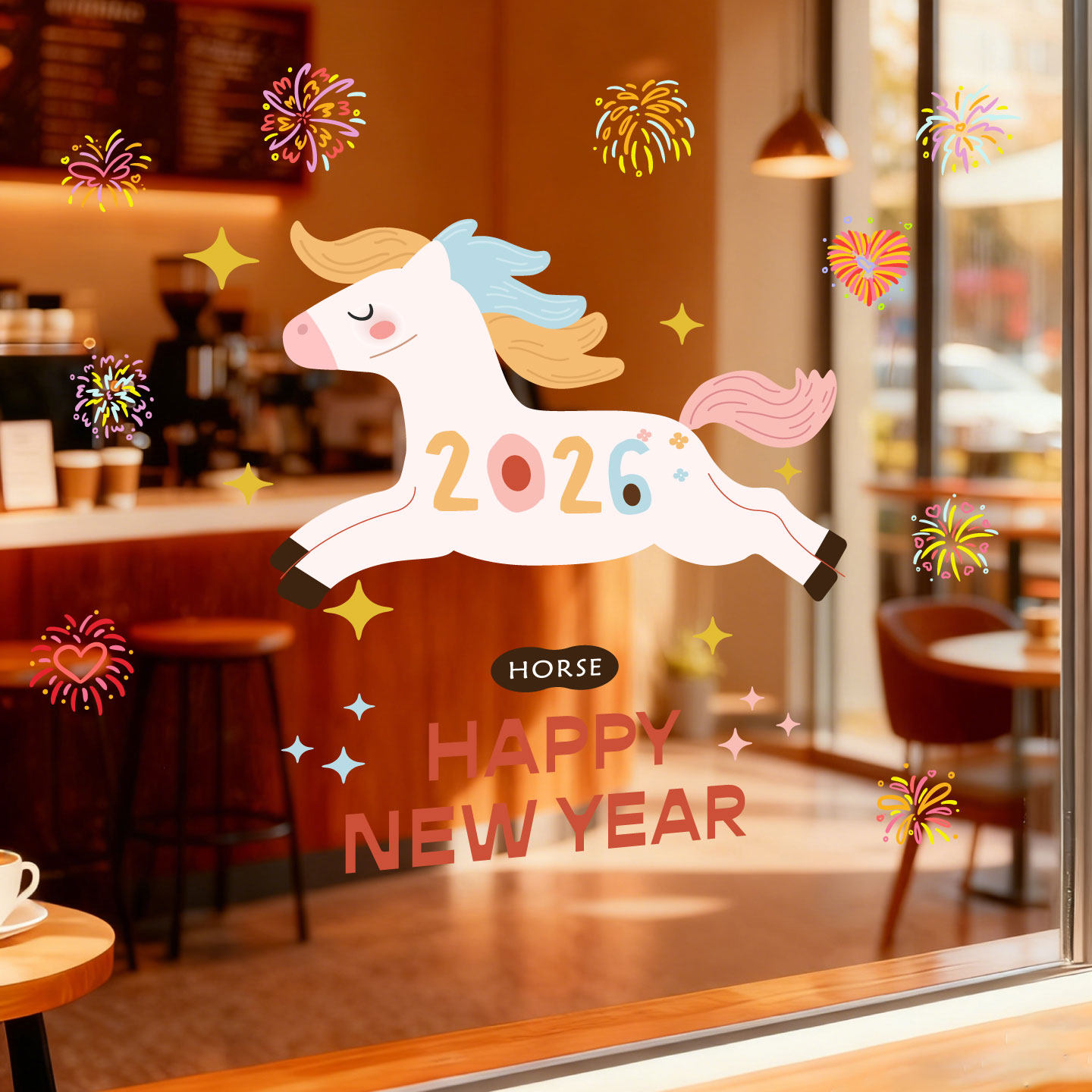 2026马年春节新居乔迁装饰玻璃静电贴家用新年过年窗户门布置窗花,家居饰品,软装墙贴,淘宝优惠券,粉丝福利购,淘宝优惠卷